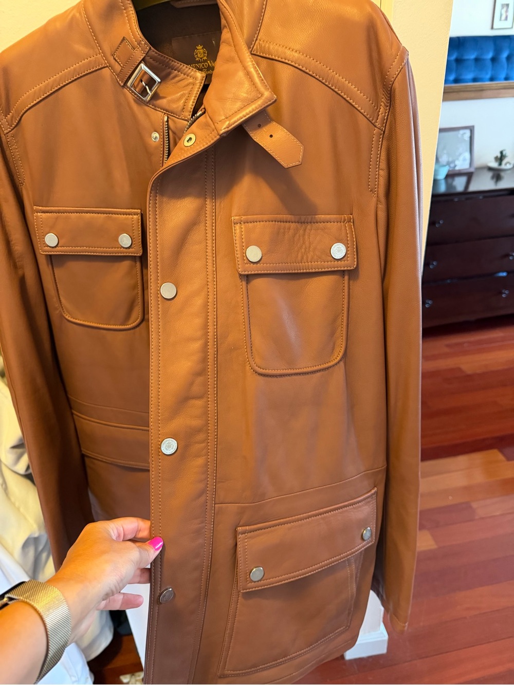 Domenico Vacca Tan Leather Field Jacket - Classic Utility Stylem
